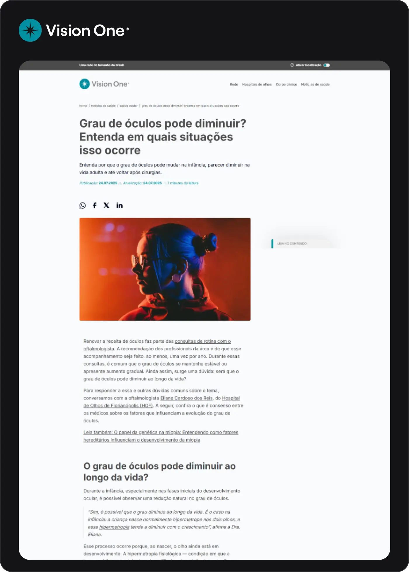 printscreen de site da Vision One, blog post.