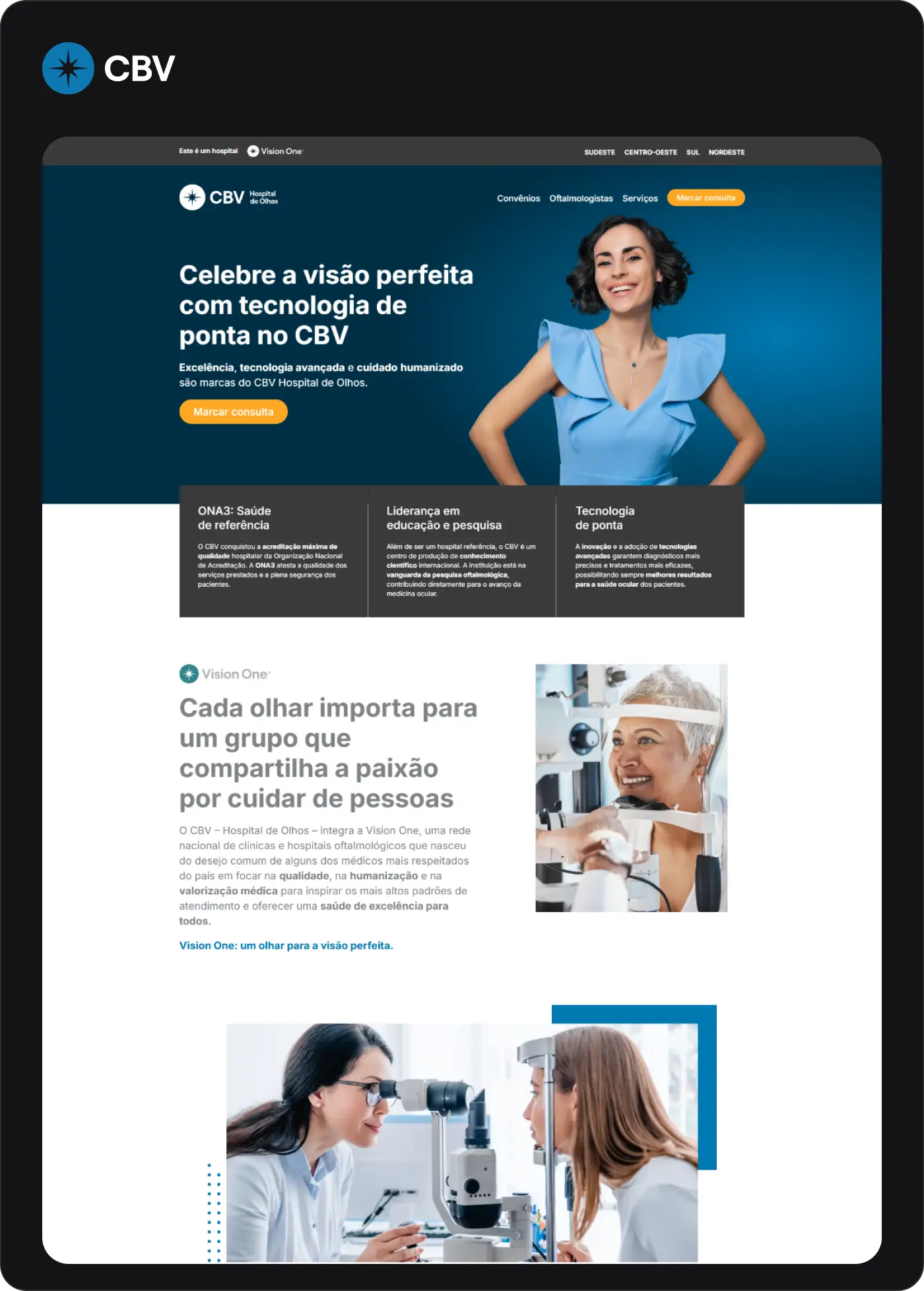 printscreen de site da Vision One, CBV