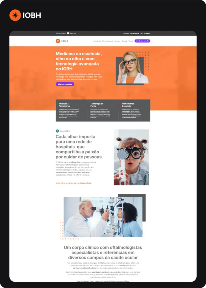 printscreen de site da Vision One, IOBH